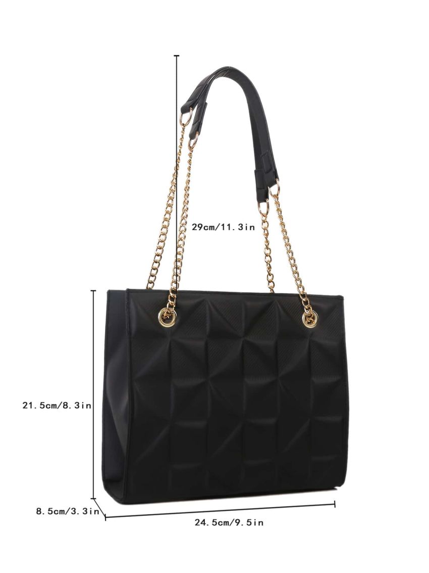 Geometric Embossed Chain Square Bag