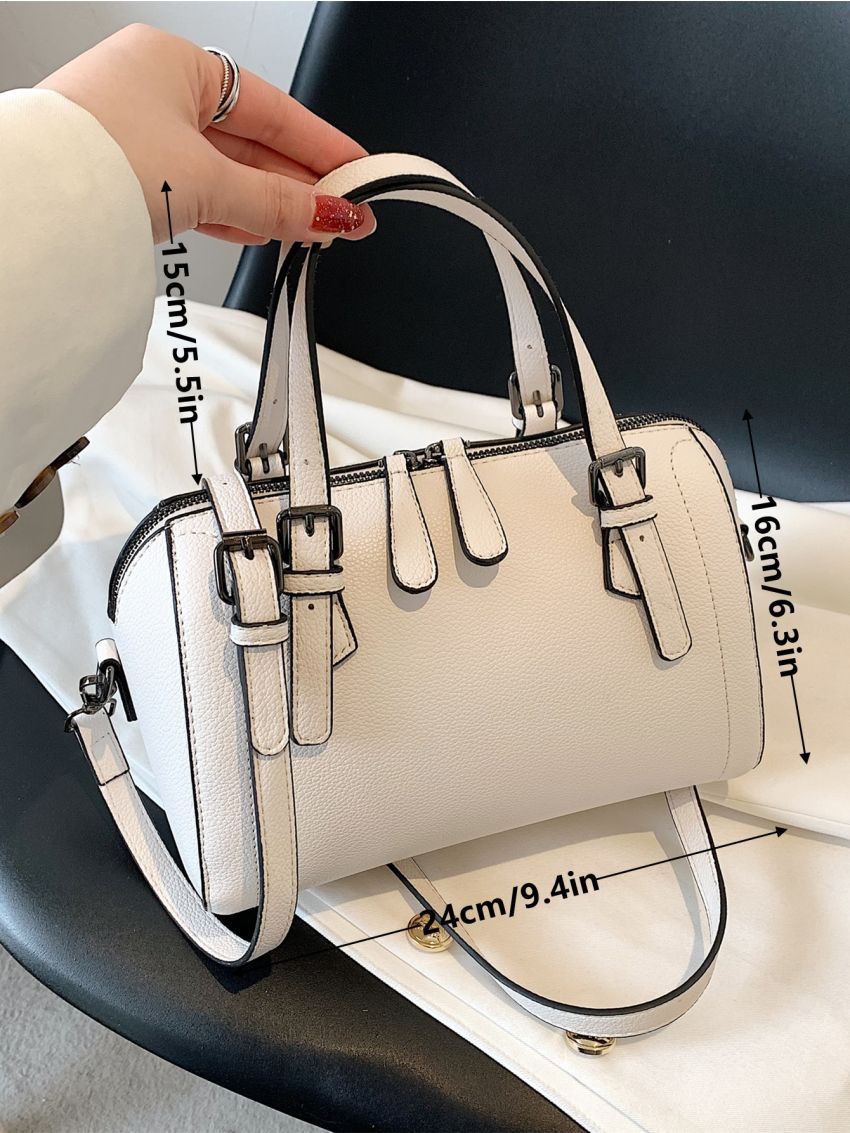 Minimalist Buckle Detail Boston Bag