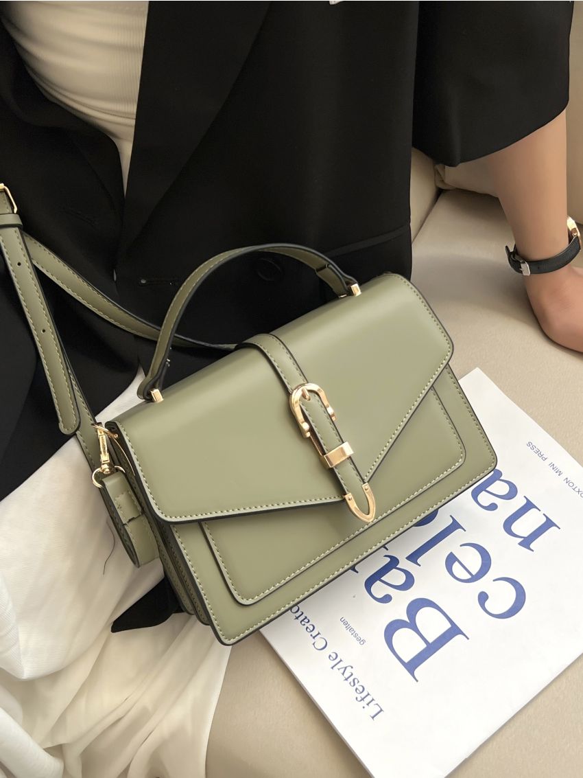Buckle Detail Flap Square Bag
