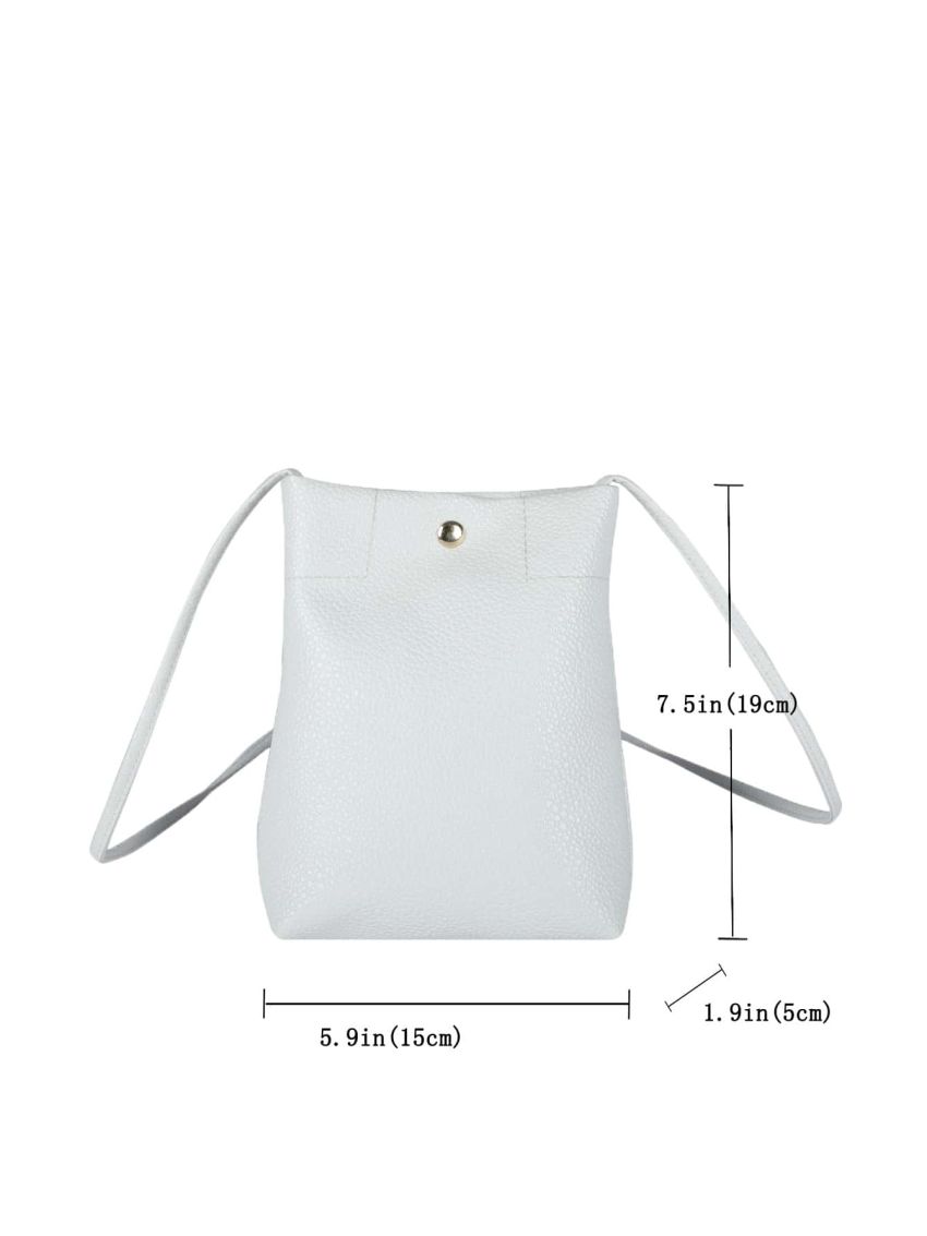 Mini Embossed Detail Button Decor Crossbody Bag