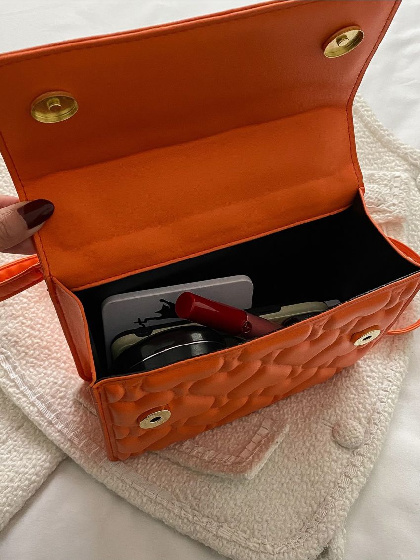 Mini Heart Quilted Chain Flap Square Bag