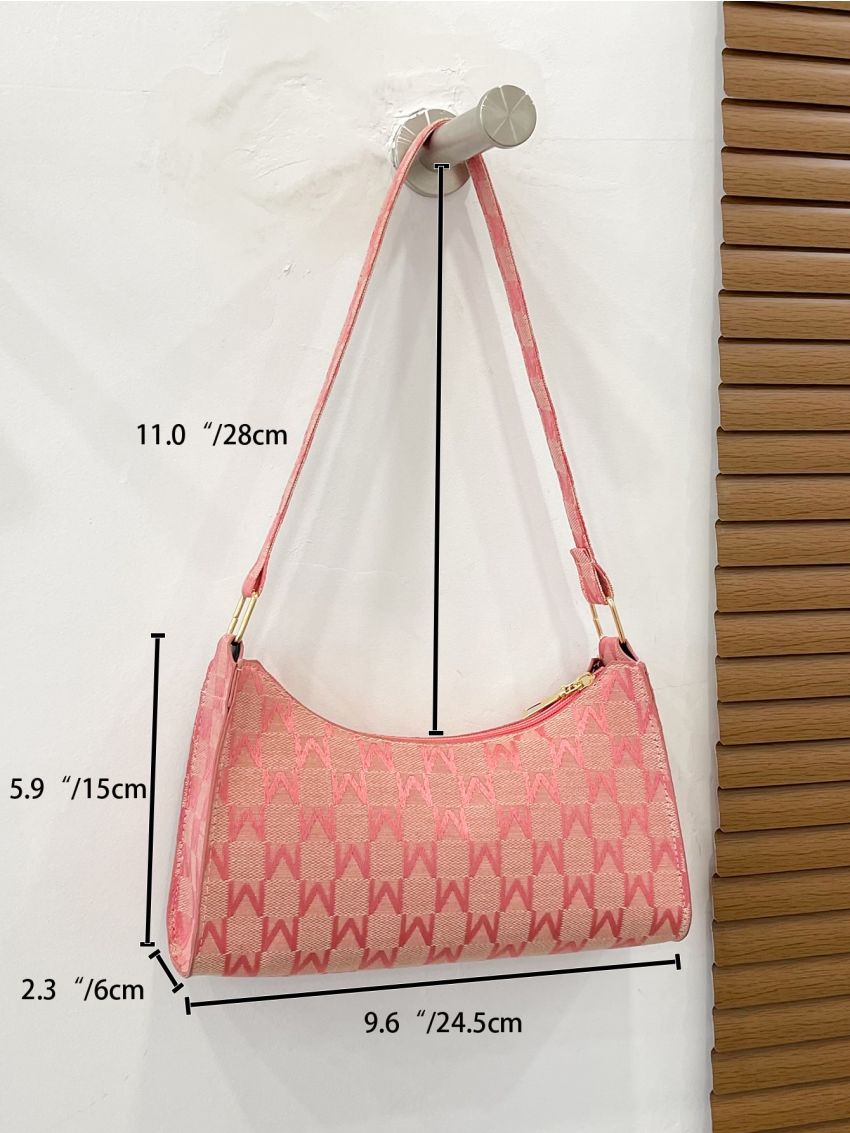 Minimalist Letter Graphic Baguette Bag