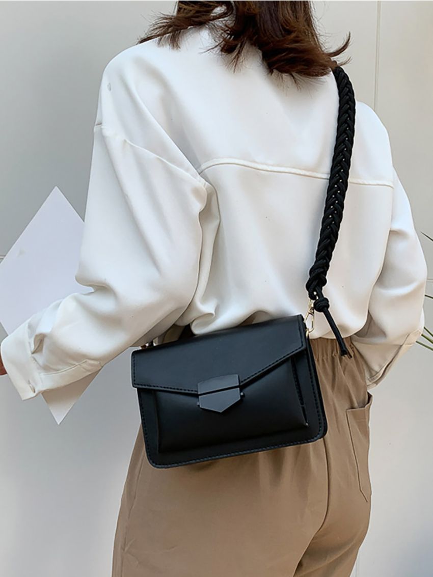 Mini Braided Detail Flap Square Bag