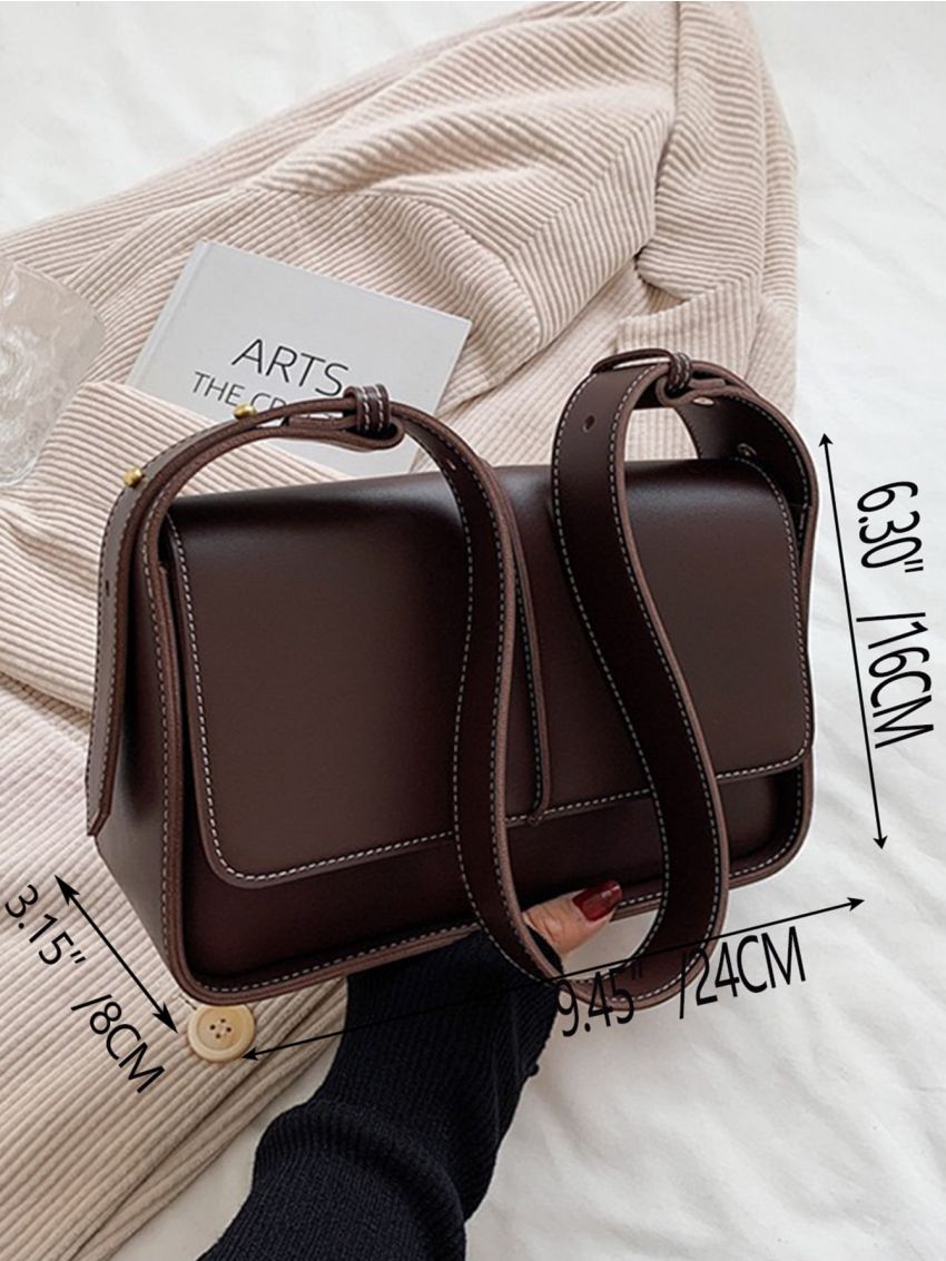 Stitch Detail Flap Square Bag