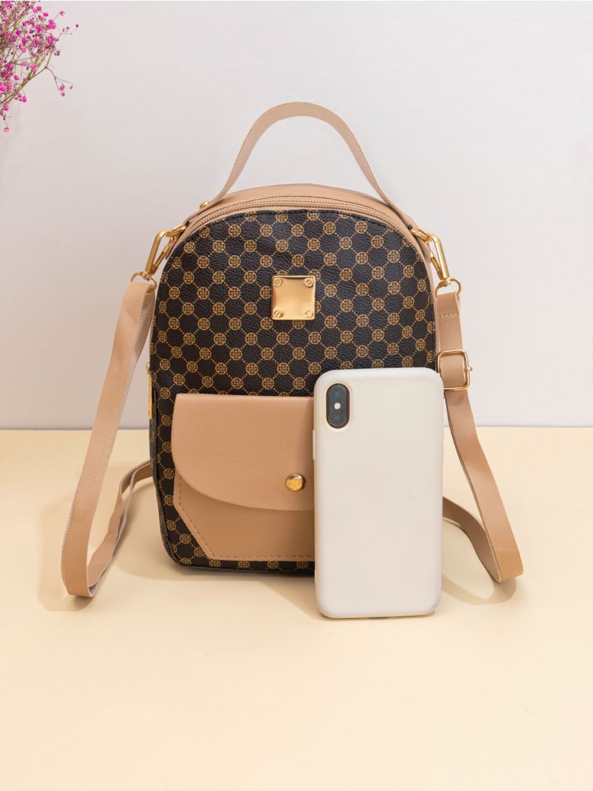 Mini Geometric Pattern Metal Decor Classic Backpack