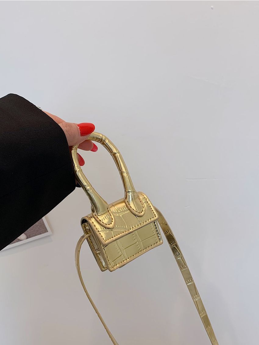 Mini Crocodile Embossed Square Bag