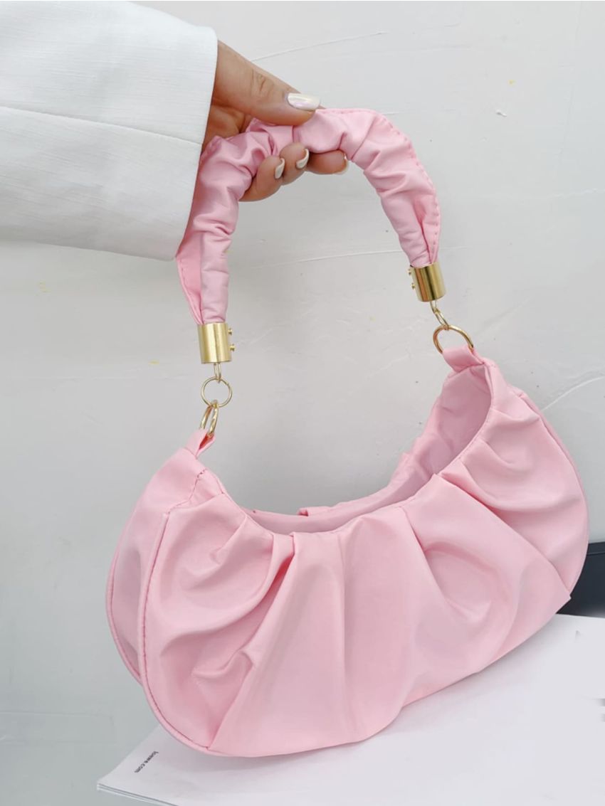 Minimalist Snap Button Ruched Bag