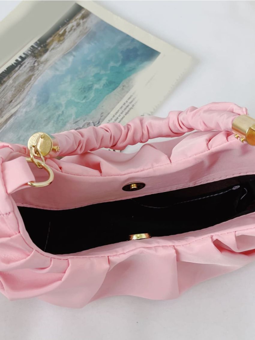 Minimalist Snap Button Ruched Bag