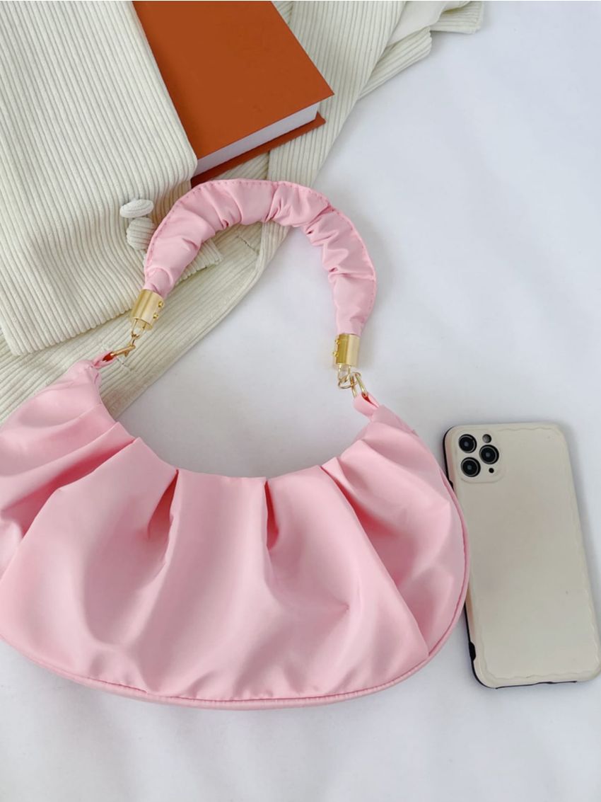 Minimalist Snap Button Ruched Bag
