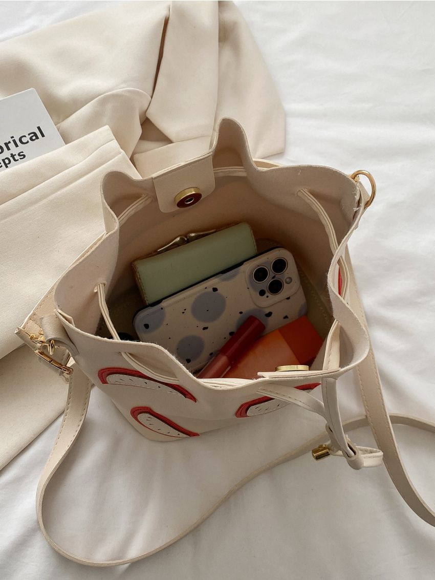 Watermelon Patch Decor Drawstring Design Bucket Bag