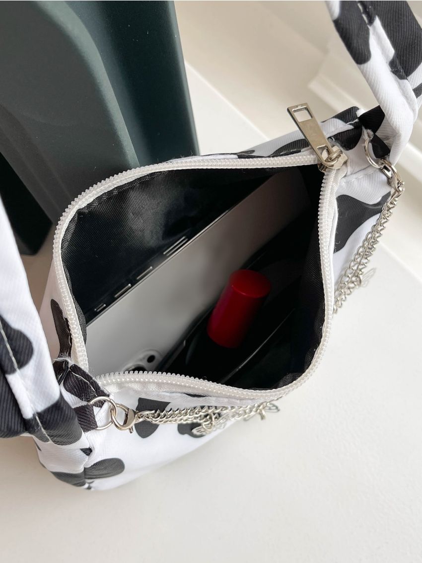 Mini Cow Pattern Chain Square Bag