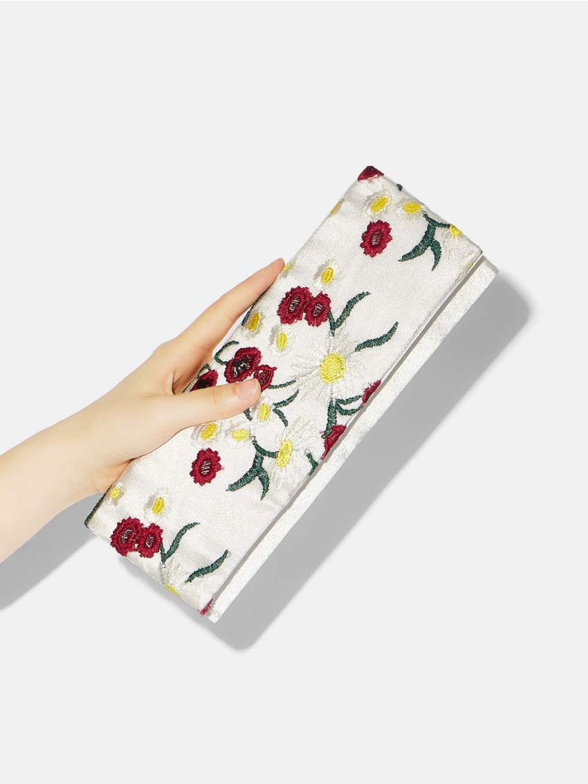 Flower Embroidery Decor Evening Bag