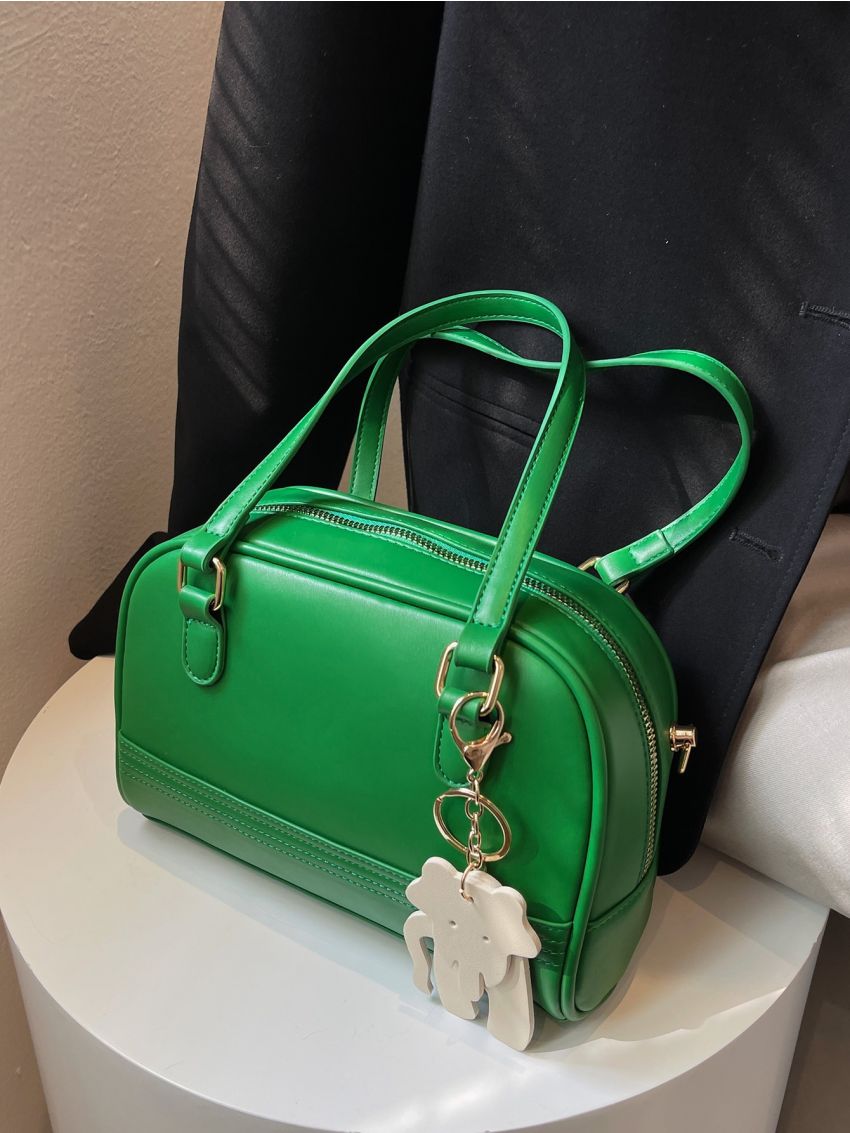 Minimalist Dome Bag With Cartoon Bag Charm