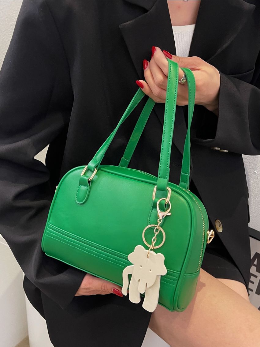 Minimalist Dome Bag With Cartoon Bag Charm
