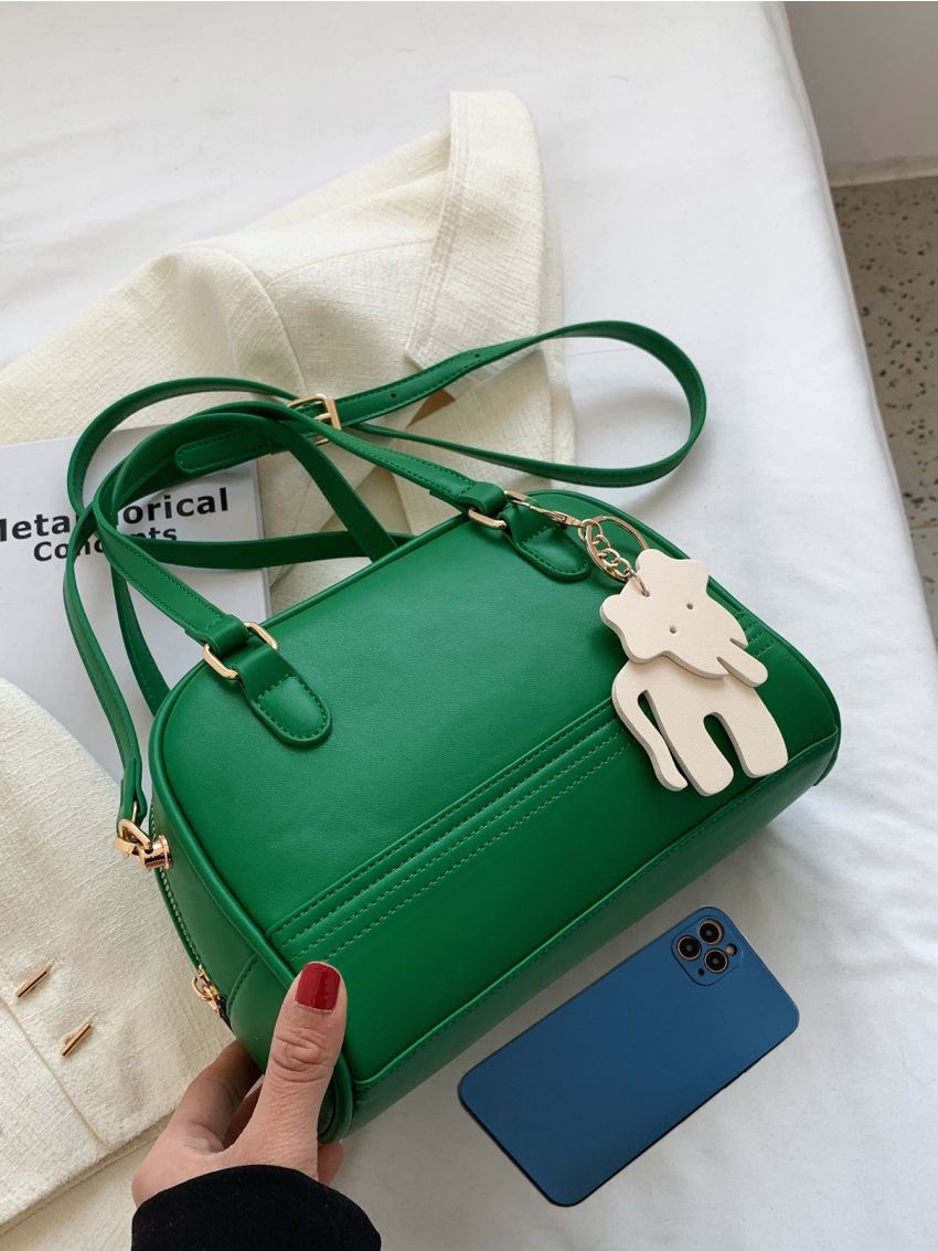 Minimalist Dome Bag With Cartoon Bag Charm