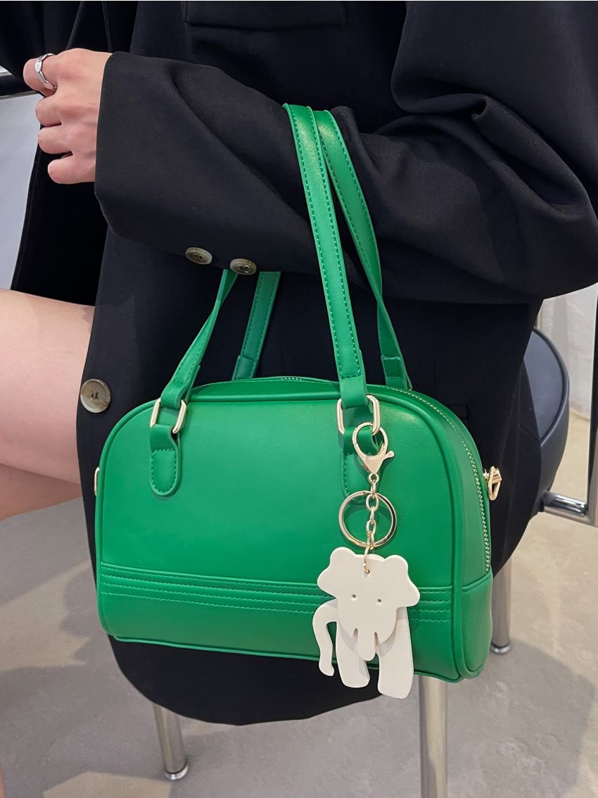 Minimalist Dome Bag With Cartoon Bag Charm