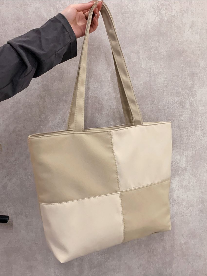 Checkered Large Capacity Shoulder Tote Bag