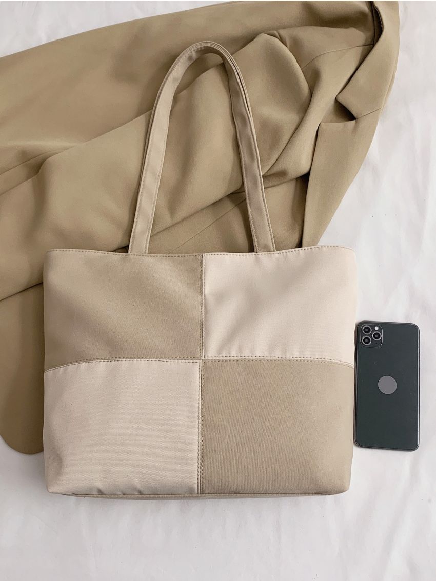 Checkered Large Capacity Shoulder Tote Bag