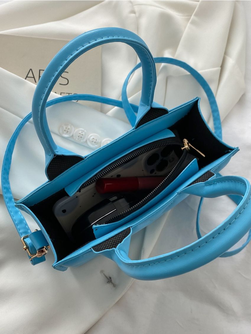 Mini Heart Quilted Double Handle Square Bag