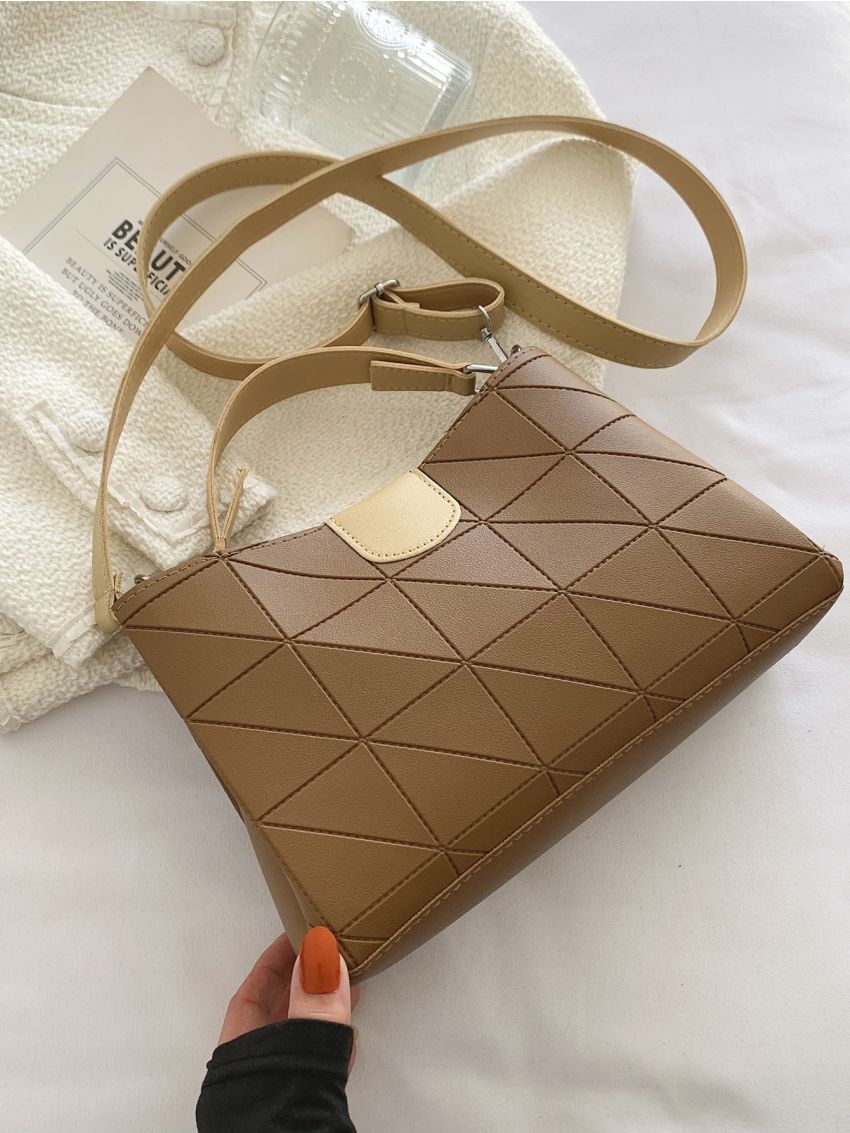 Minimalist Stitch Detail Bucket Bag, Mothers Day Gift For Mom