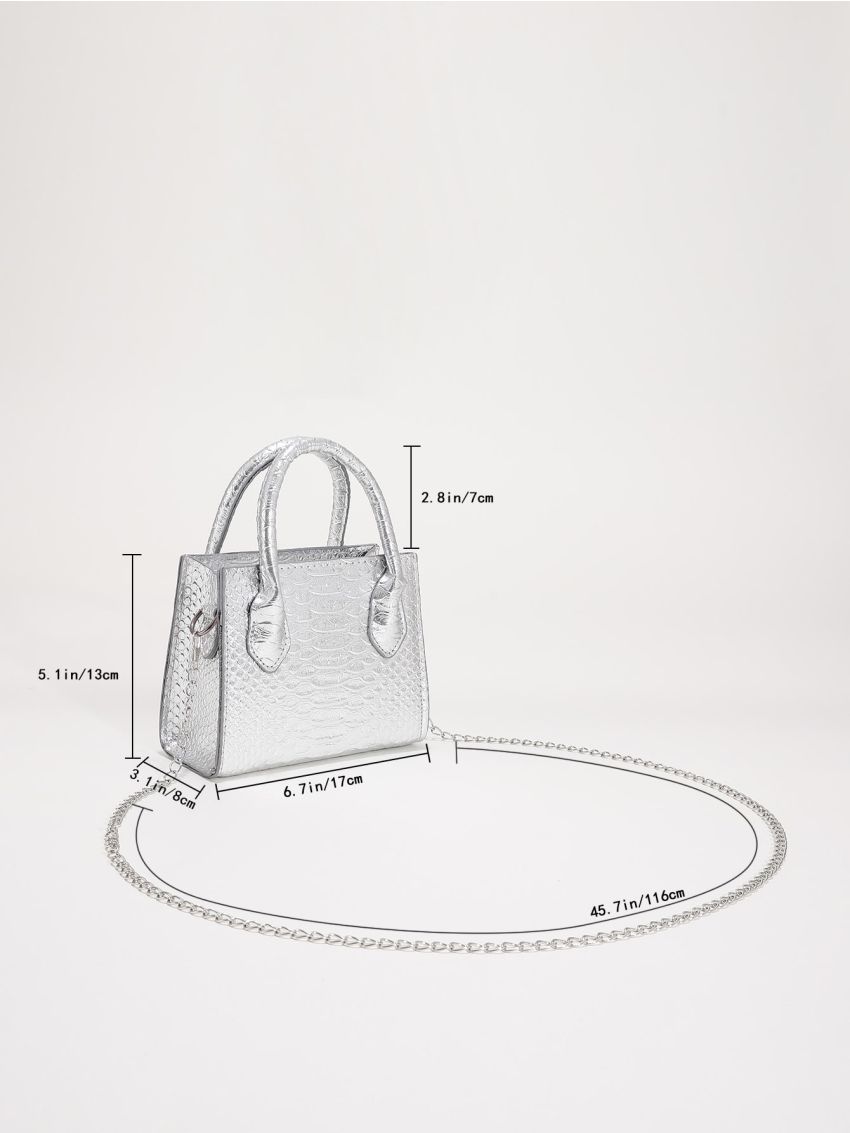 Mini Metallic Snakeskin Embossed Hobo Bag