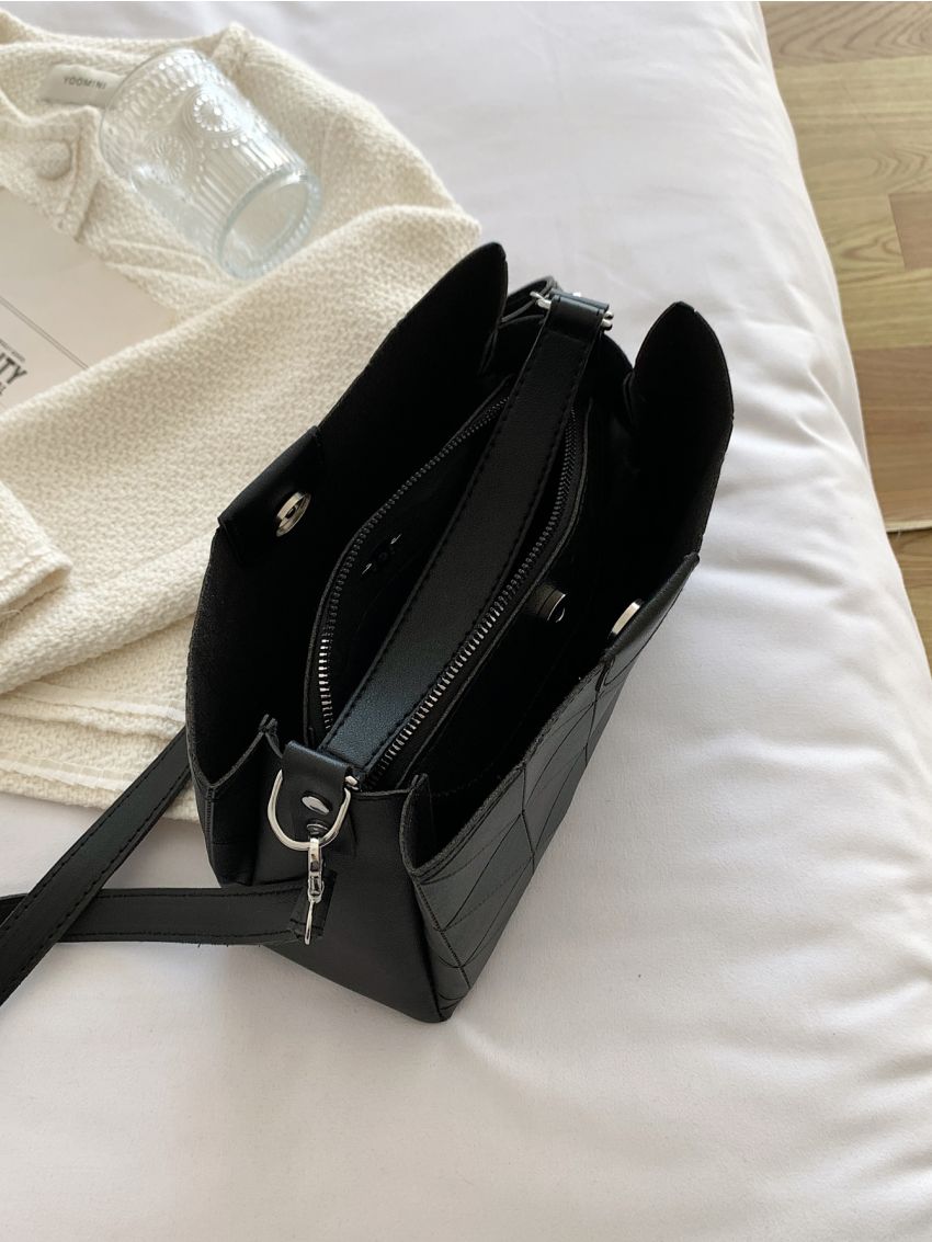 Stitch Detail Top Handle Square Bag