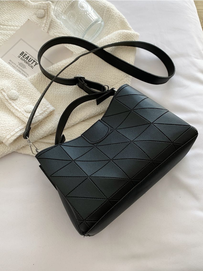 Stitch Detail Top Handle Square Bag