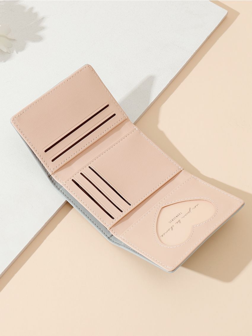 Flower Decor Snap Button Small Wallet