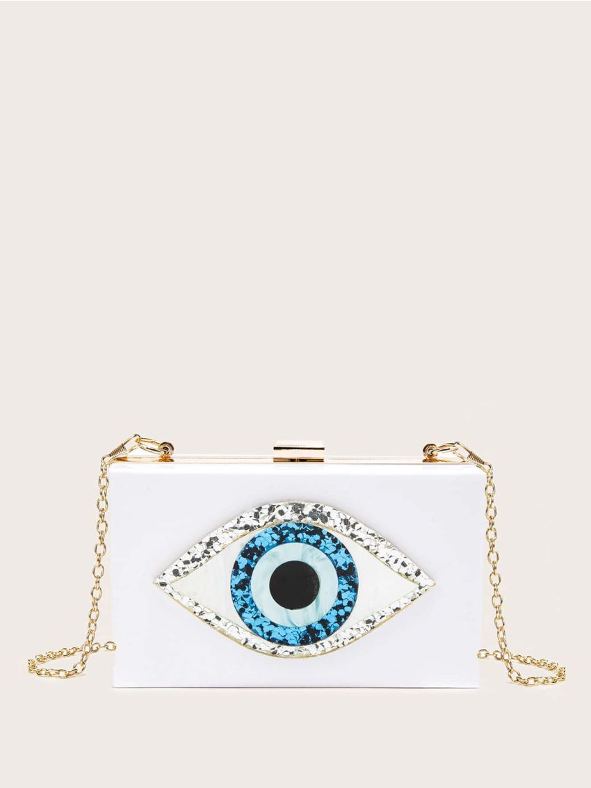 Mini Eye Decor Chain Clutch Bag