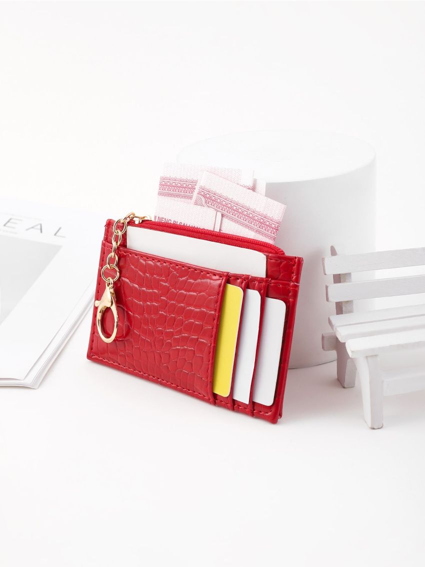 Crocodile Embossed Chain Card Holder