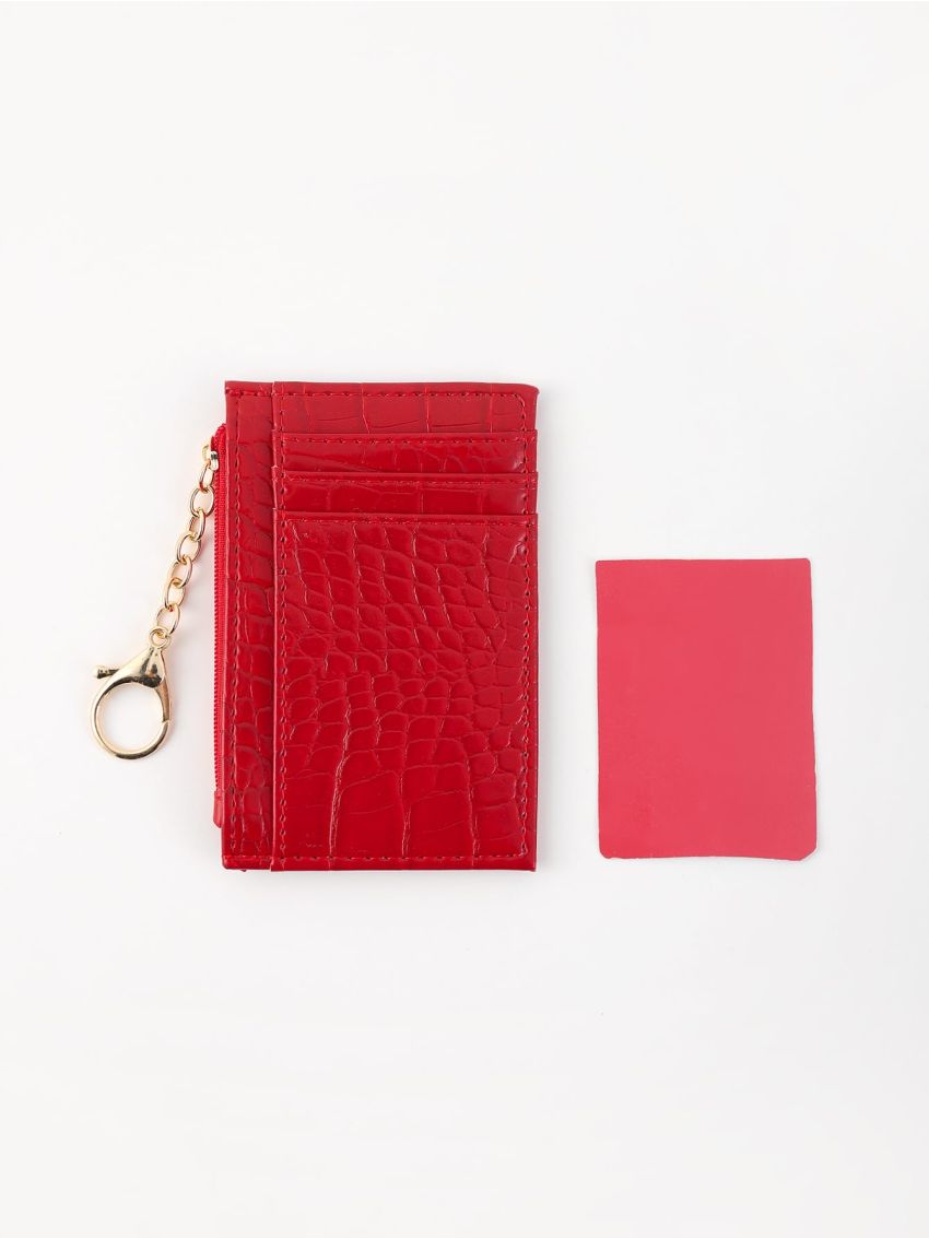 Crocodile Embossed Chain Card Holder