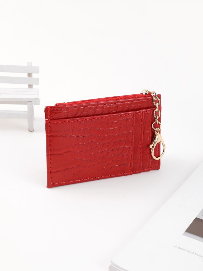 Crocodile Embossed Chain Card Holder
