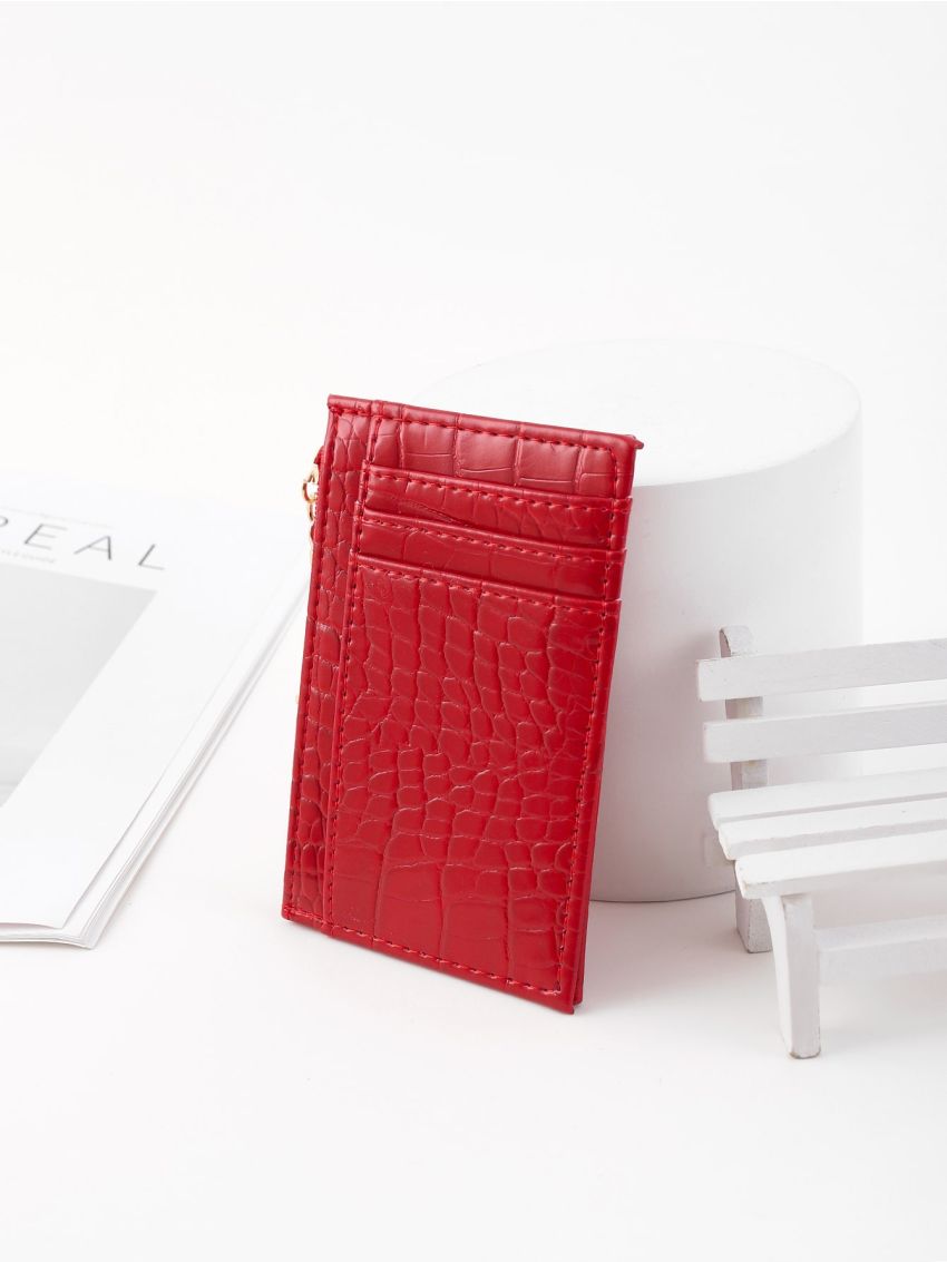 Crocodile Embossed Chain Card Holder