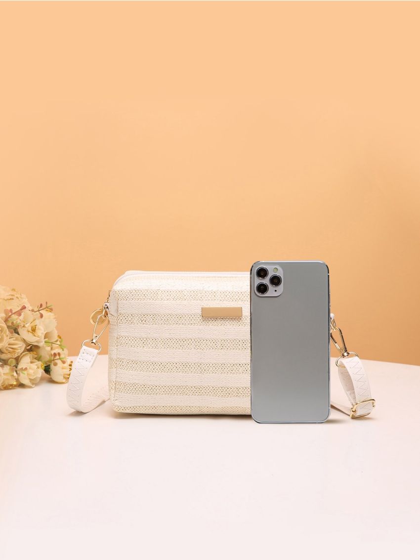 Metal Decor Braided Detail Square Bag