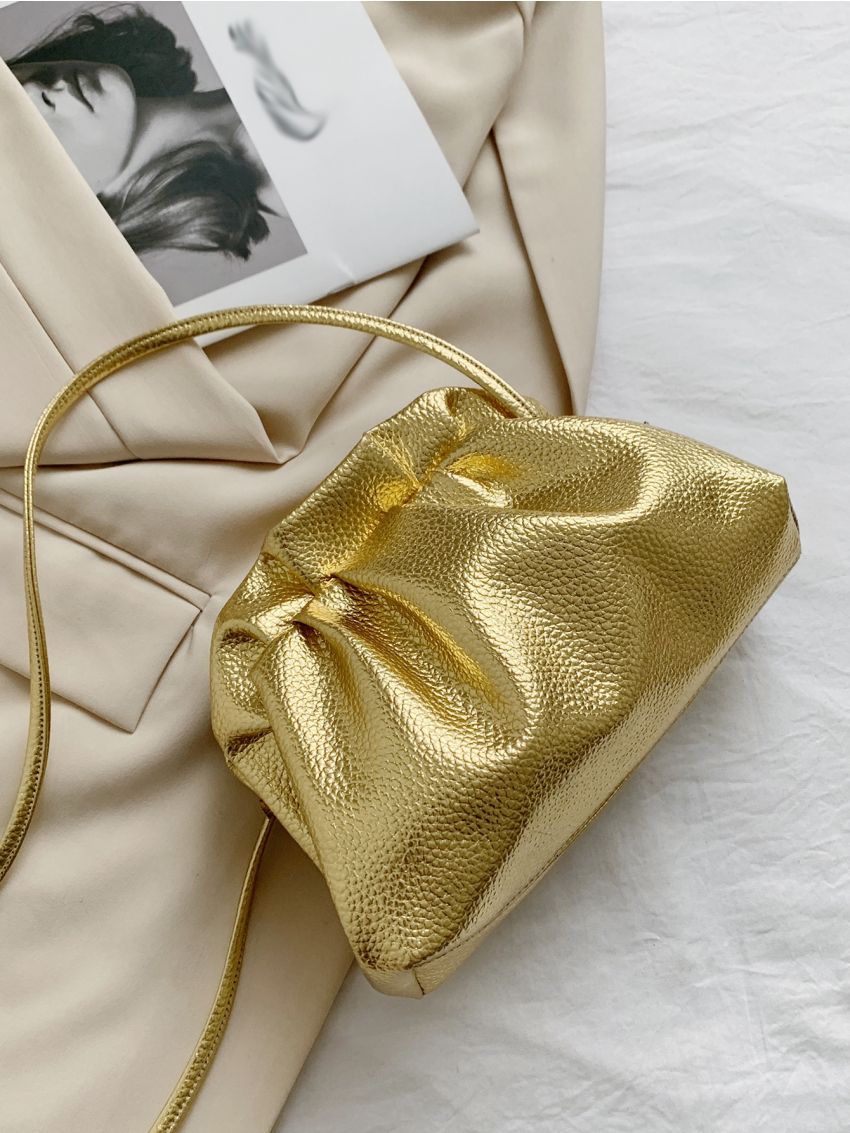 Metallic Textured Ruched Bag