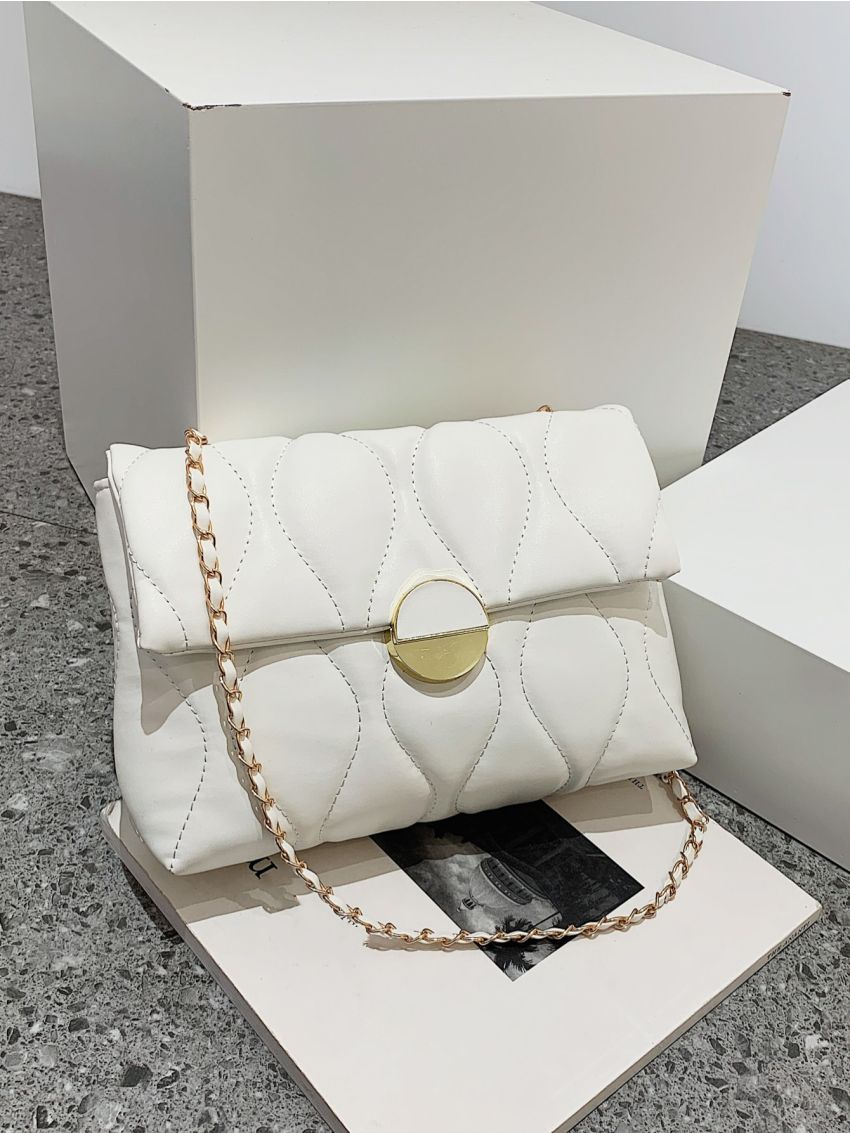 Quilted Pattern Chain Square Bag