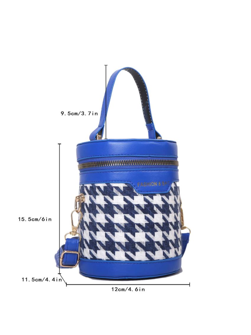 Mini Bucket Bag Houndstooth Pattern