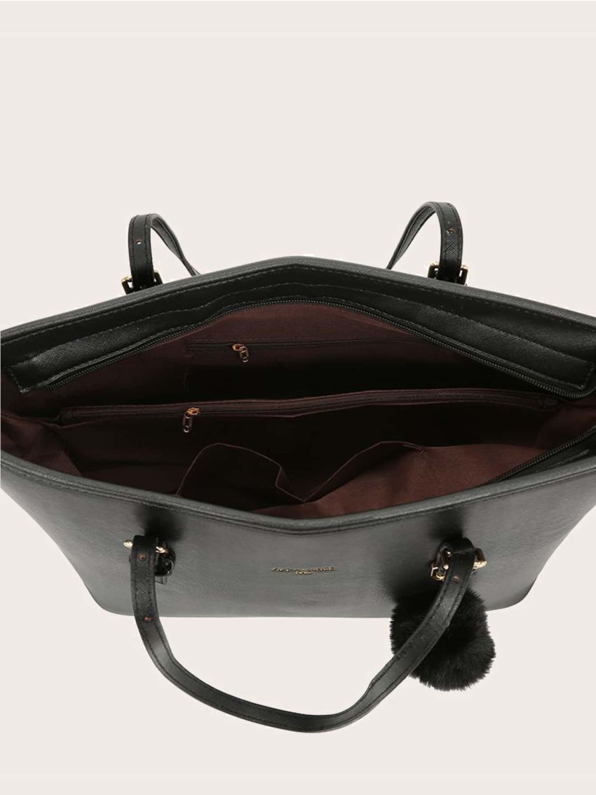 Pom Pom Decor Tote Bag