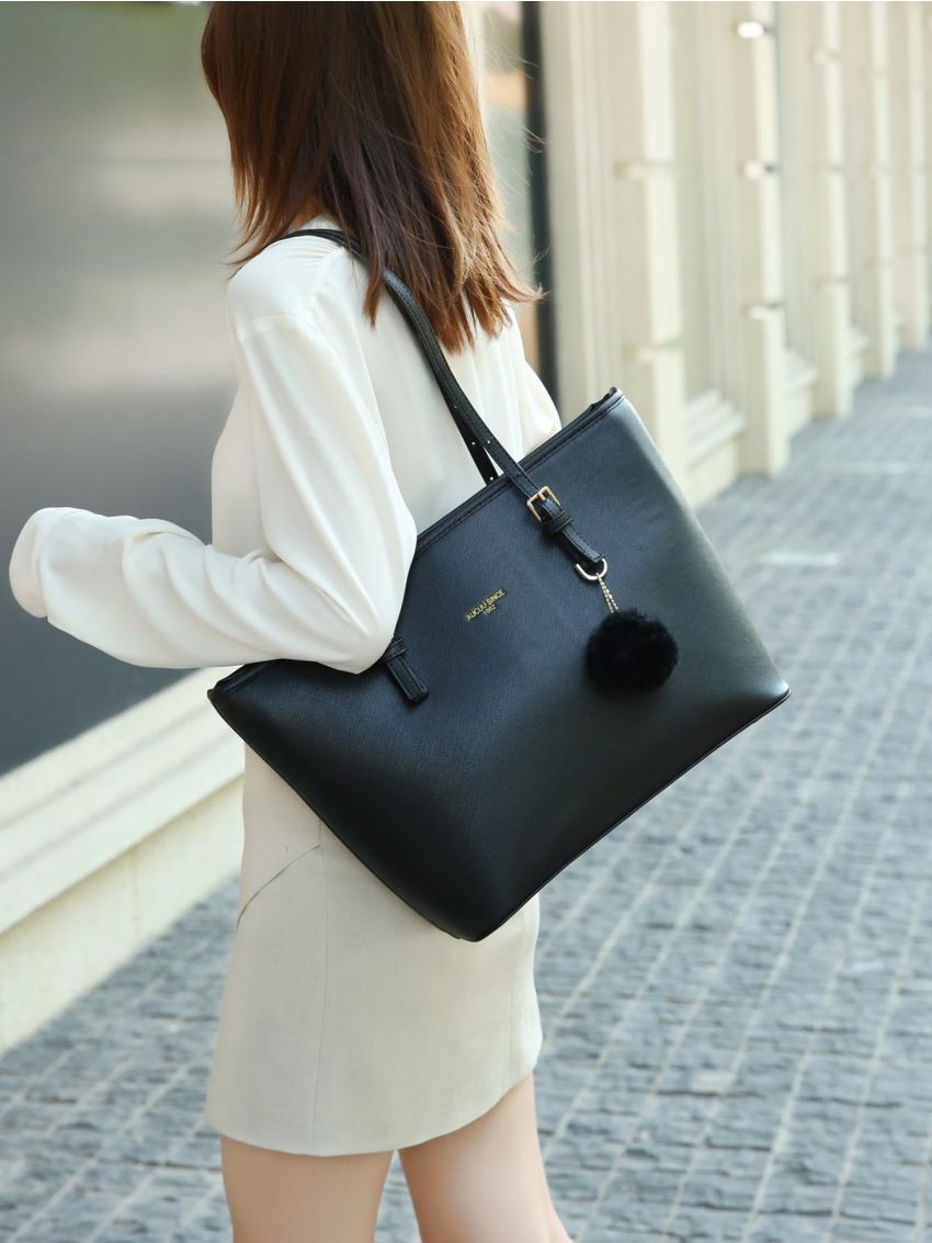 Pom Pom Decor Tote Bag