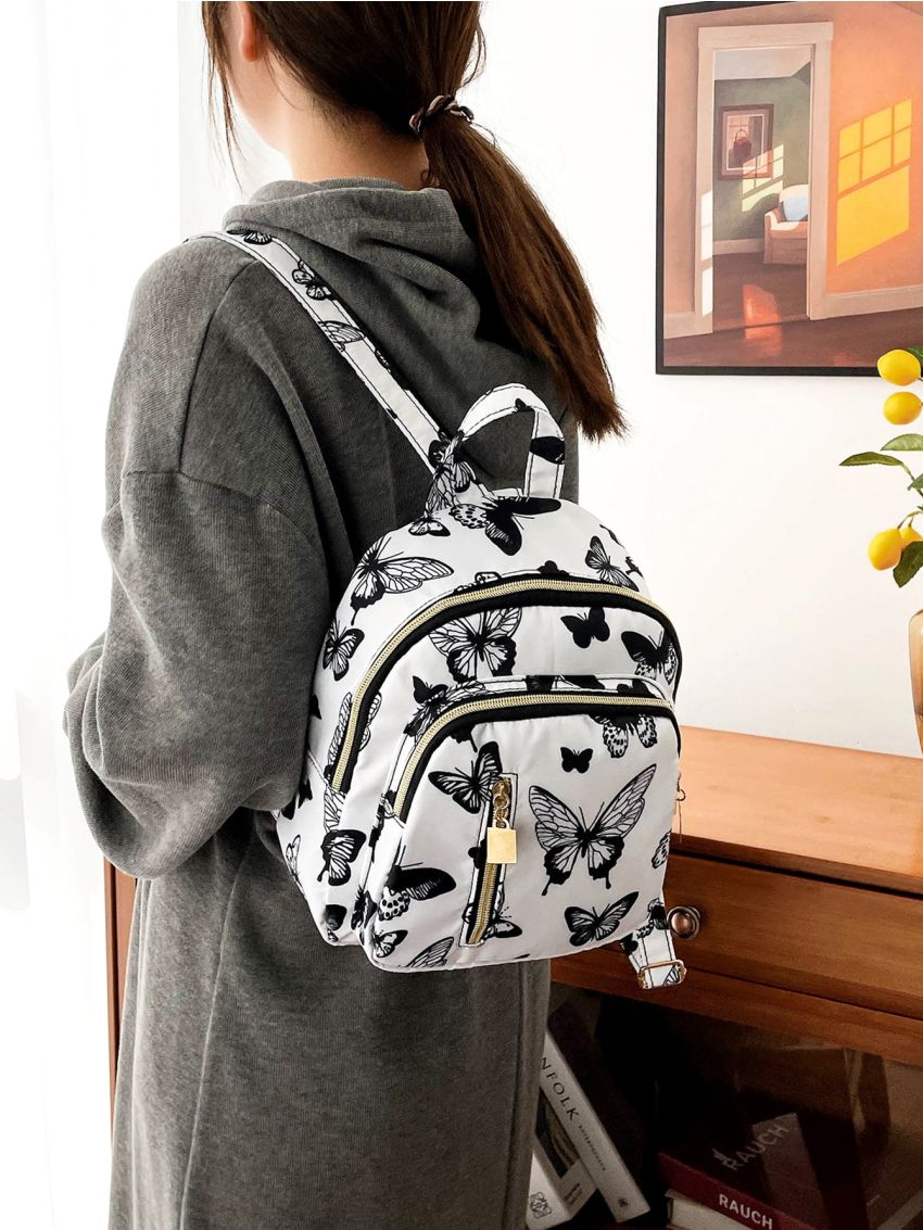 Butterfly Print Classic Backpack