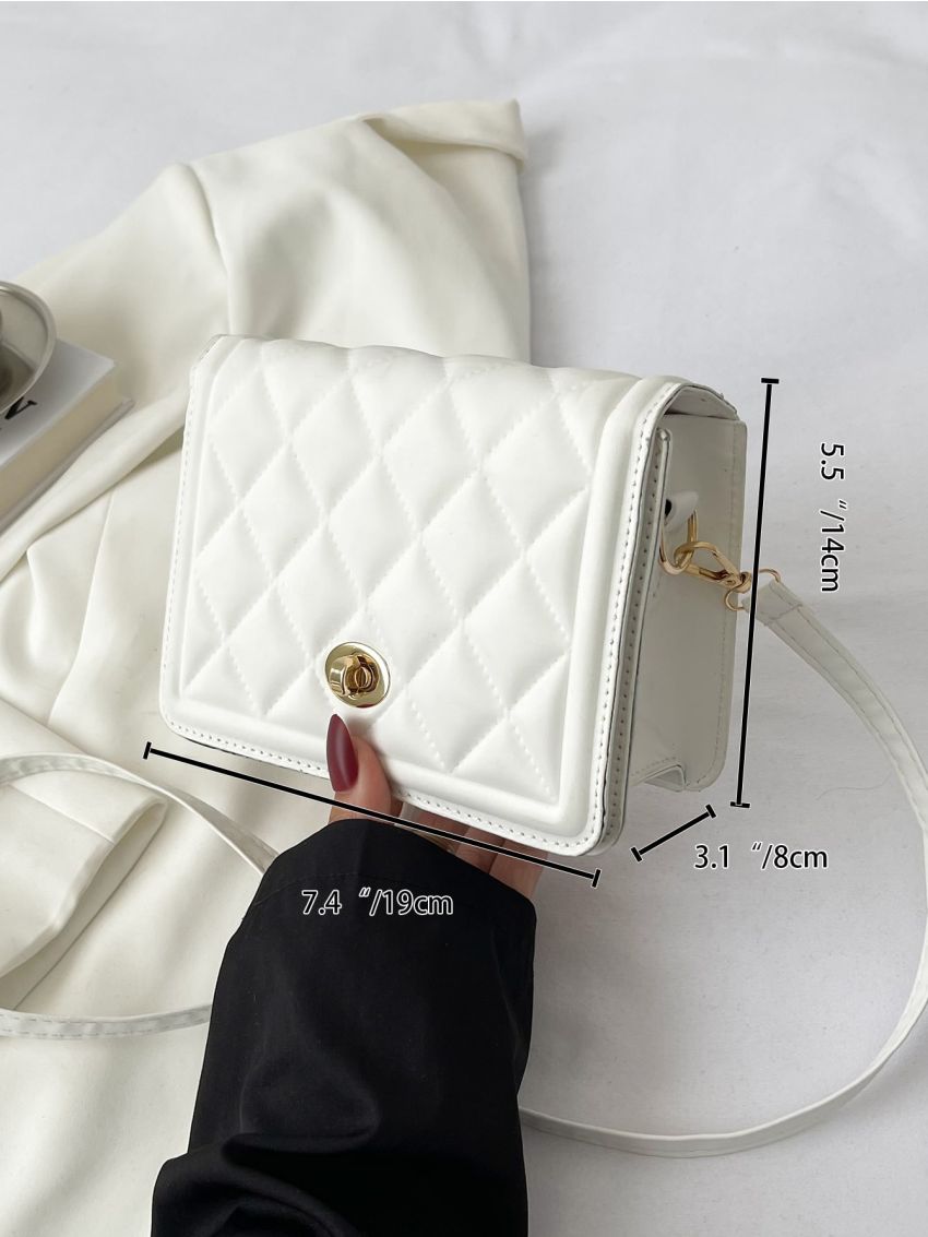 Quilted Twist Lock Square Bag