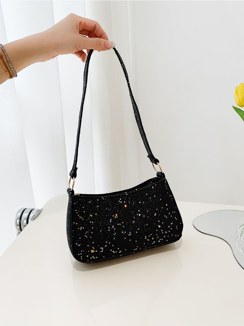 Glitter Sequin Decor Hobo Bag