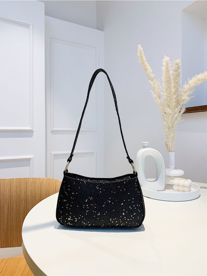 Glitter Sequin Decor Hobo Bag