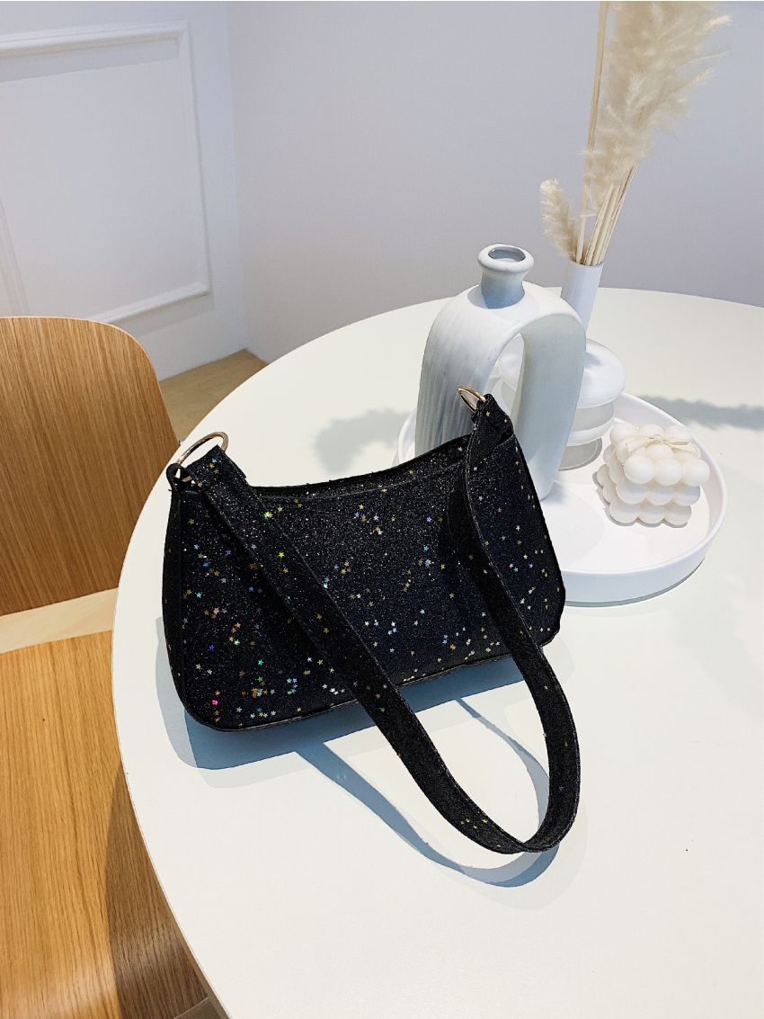 Glitter Sequin Decor Hobo Bag