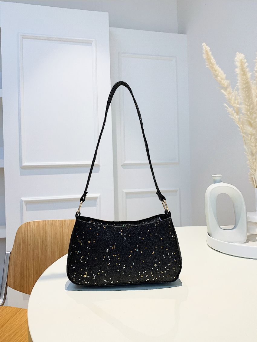 Glitter Sequin Decor Hobo Bag