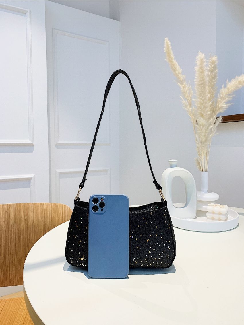 Glitter Sequin Decor Hobo Bag
