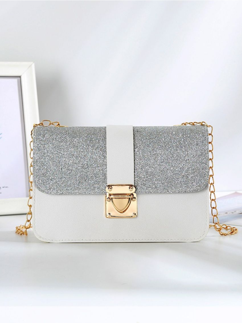 Mini Glitter Chain Flap Square Bag