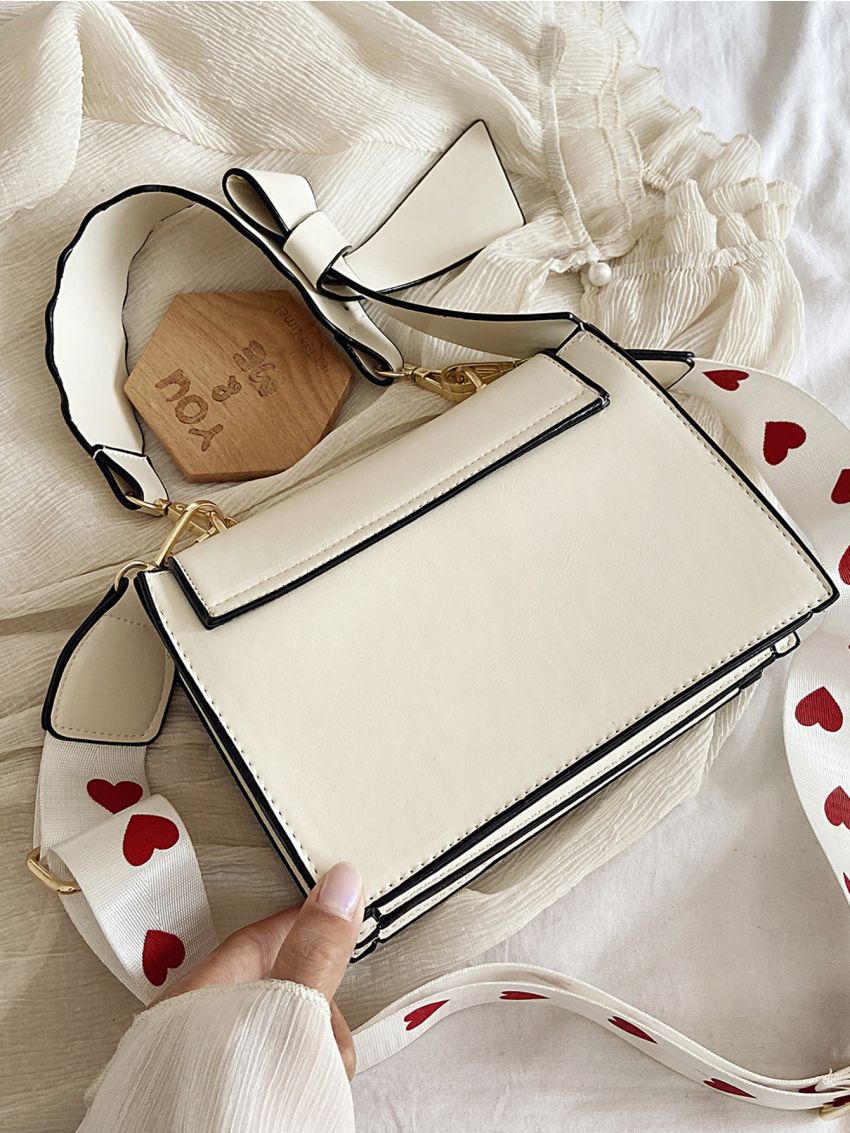 Mini Heart Graphic Flap Square Bag