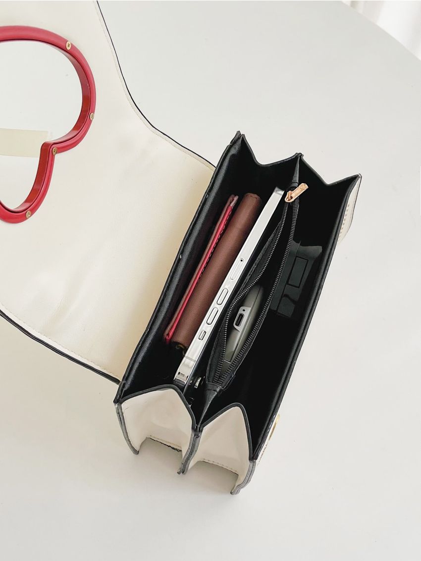 Mini Heart Graphic Flap Square Bag