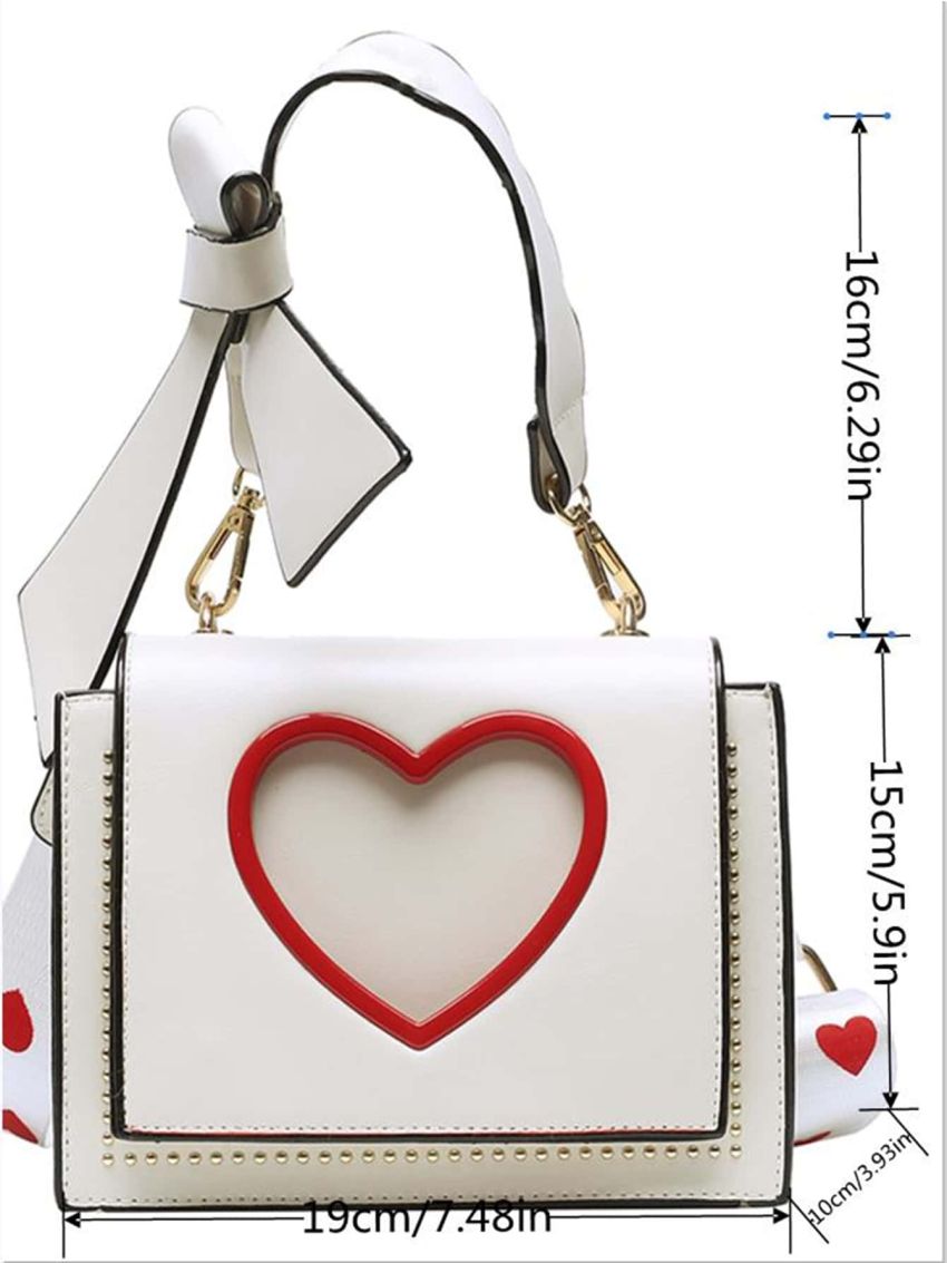 Mini Heart Graphic Flap Square Bag